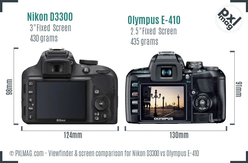 Nikon D3300 vs Olympus E-410 Screen and Viewfinder comparison