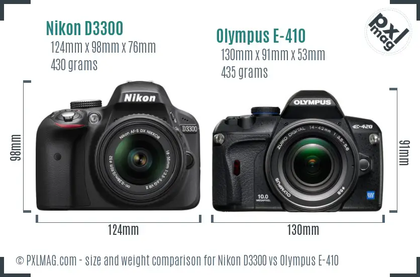 Nikon D3300 vs Olympus E-410 size comparison