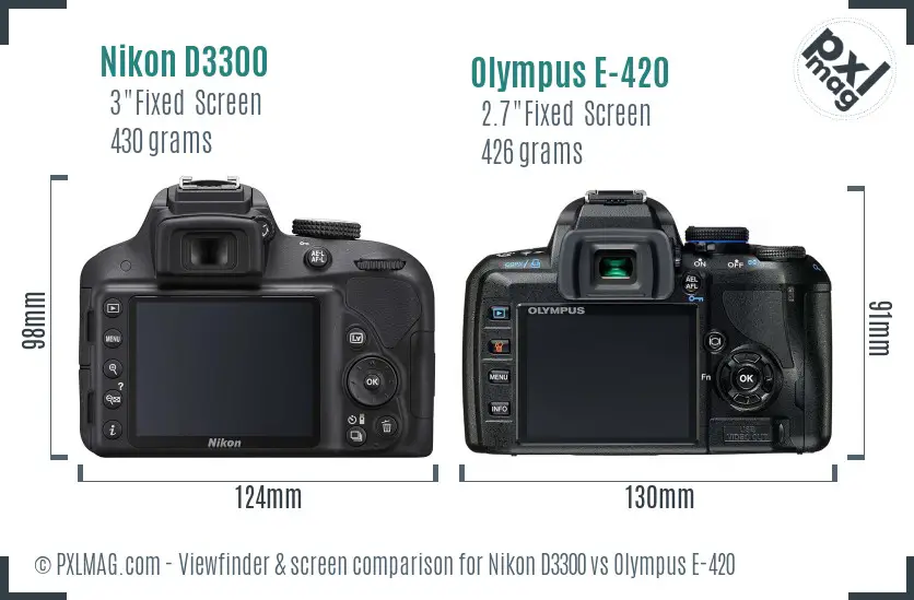 Nikon D3300 vs Olympus E-420 Screen and Viewfinder comparison