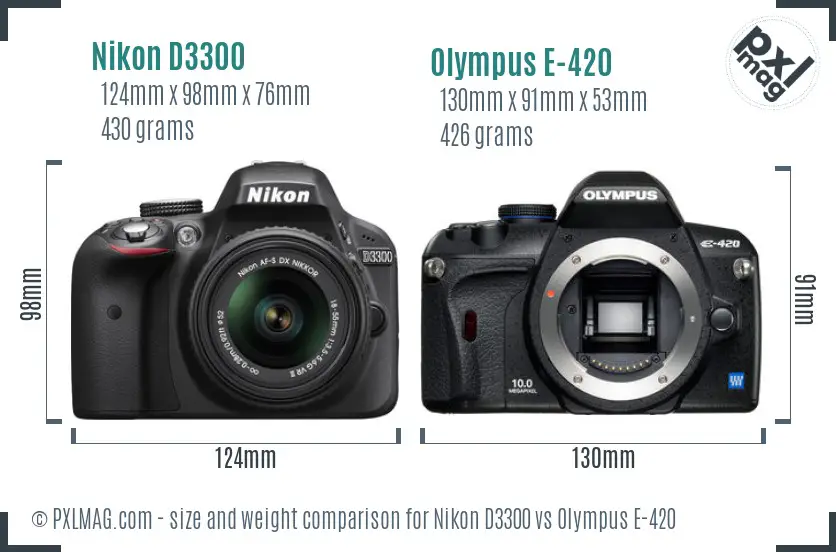 Nikon D3300 vs Olympus E-420 size comparison