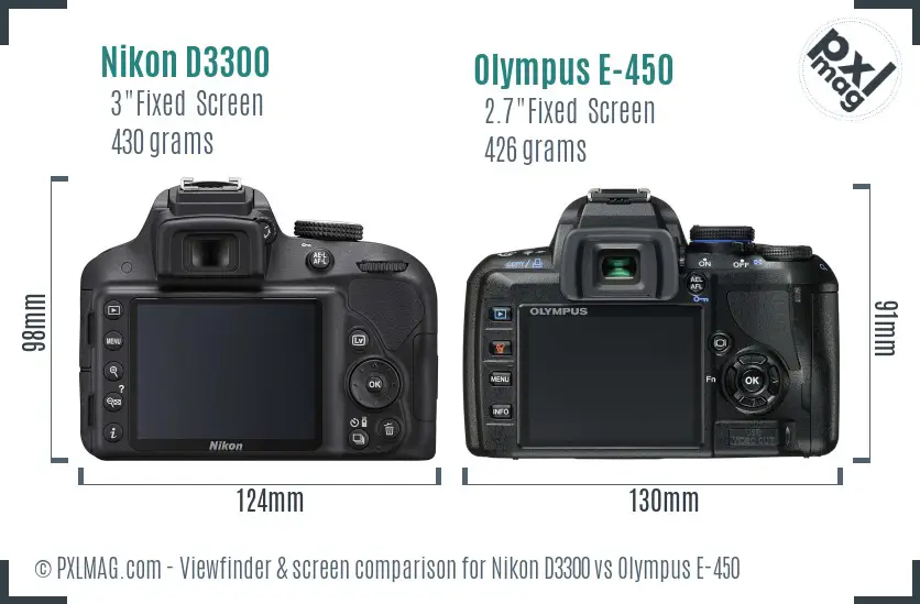 Nikon D3300 vs Olympus E-450 Screen and Viewfinder comparison