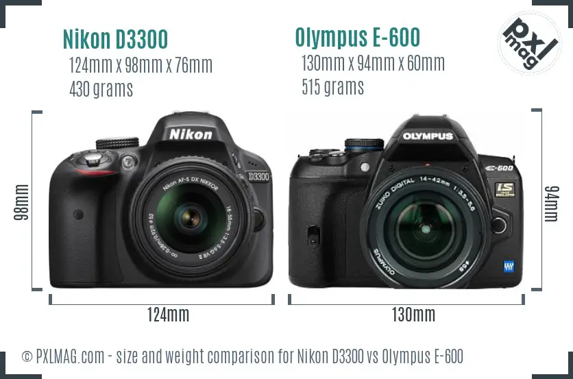 Nikon D3300 vs Olympus E-600 size comparison