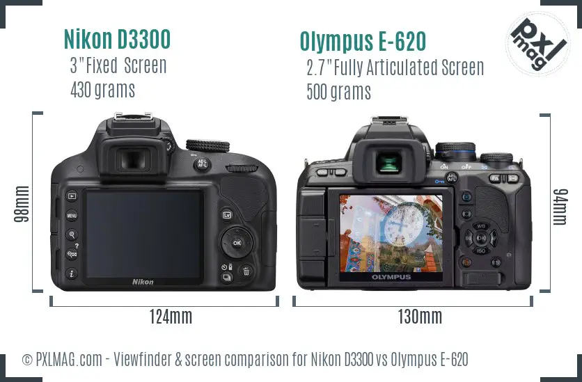Nikon D3300 vs Olympus E-620 Screen and Viewfinder comparison