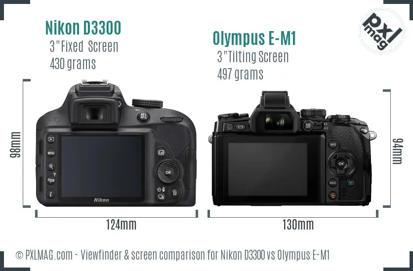 Nikon D3300 vs Olympus E-M1 Screen and Viewfinder comparison Nikon D3300 vs Olympus E-M1 Screen and Viewfinder comparison