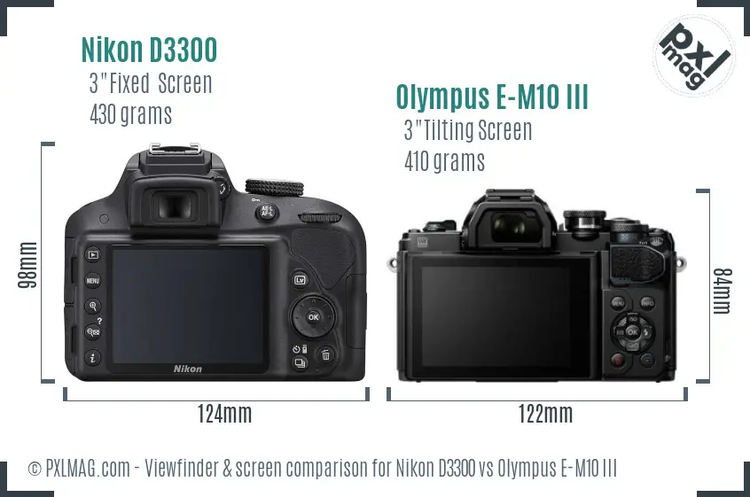 Nikon D3300 vs Olympus E-M10 III Screen and Viewfinder comparison Nikon D3300 vs Olympus E-M10 III Screen and Viewfinder comparison