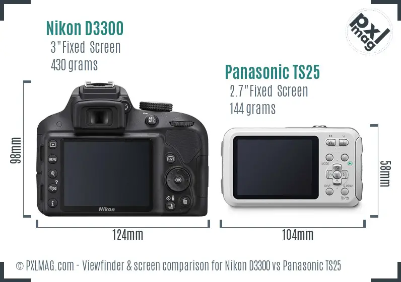 Nikon D3300 vs Panasonic TS25 Screen and Viewfinder comparison