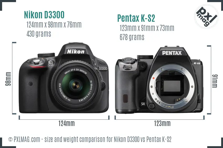 Nikon D3300 vs Pentax K-S2 size comparison