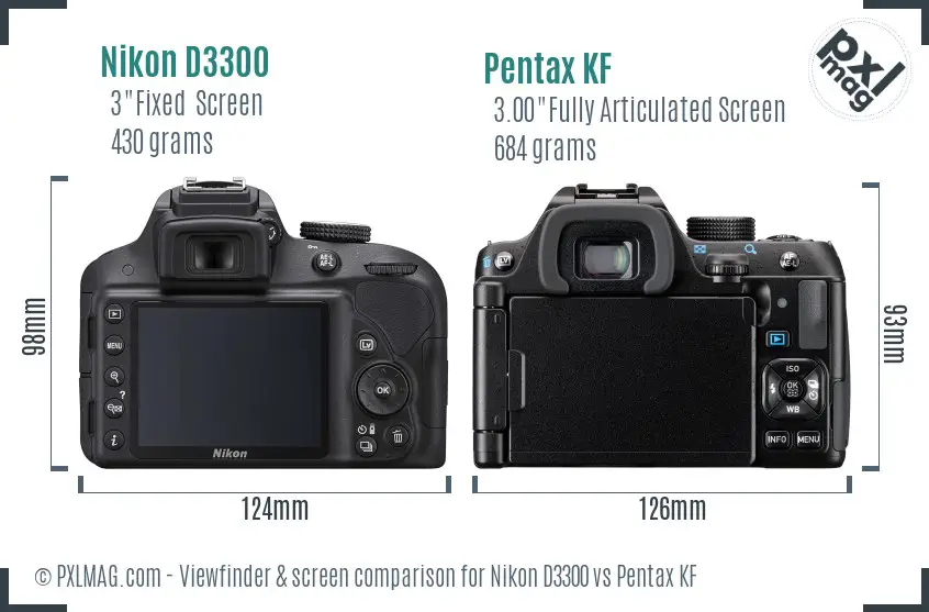 Nikon D3300 vs Pentax KF Screen and Viewfinder comparison