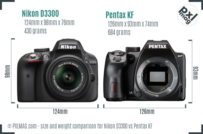 Nikon D3300 vs Pentax KF size comparison