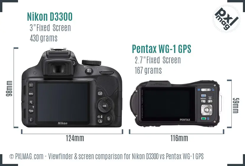 Nikon D3300 vs Pentax WG-1 GPS Screen and Viewfinder comparison