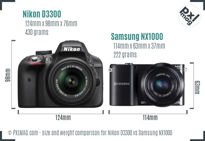 Nikon D3300 vs Samsung NX1000 size comparison