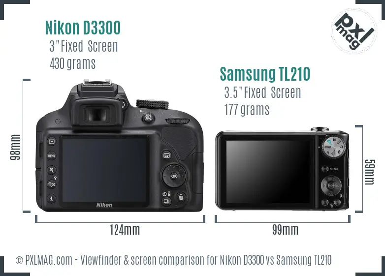 Nikon D3300 vs Samsung TL210 Screen and Viewfinder comparison