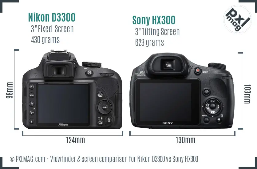Nikon D3300 vs Sony HX300 Screen and Viewfinder comparison Nikon D3300 vs Sony HX300 Screen and Viewfinder comparison