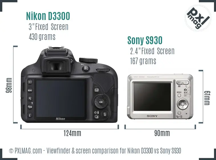 Nikon D3300 vs Sony S930 Screen and Viewfinder comparison