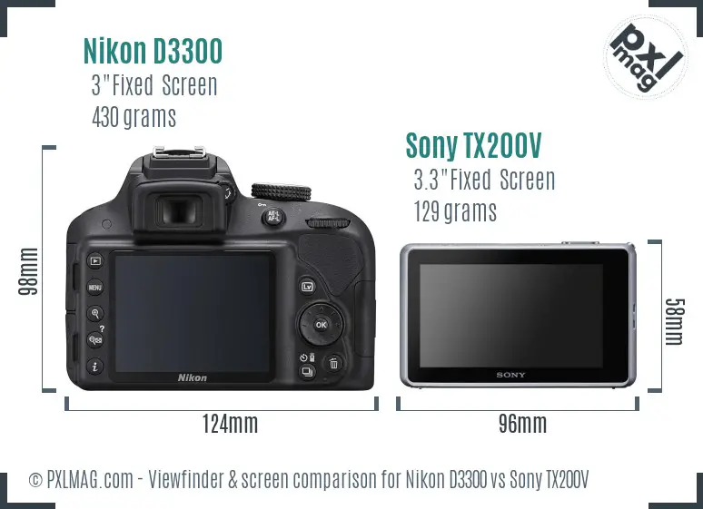 Nikon D3300 vs Sony TX200V Screen and Viewfinder comparison