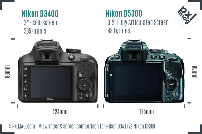 Nikon D3400 vs Nikon D5300 Screen and Viewfinder comparison