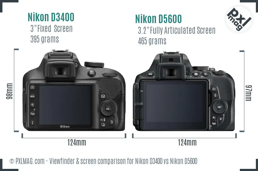 Nikon D3400 vs Nikon D5600 Screen and Viewfinder comparison
