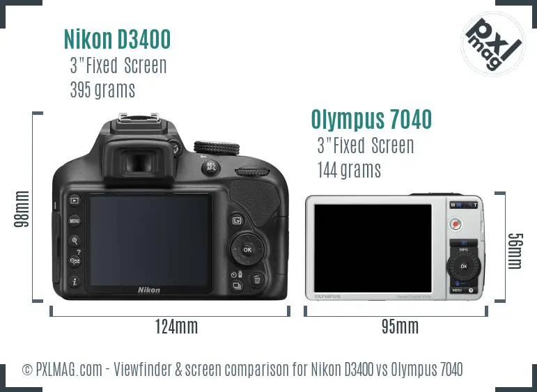 Nikon D3400 vs Olympus 7040 Screen and Viewfinder comparison