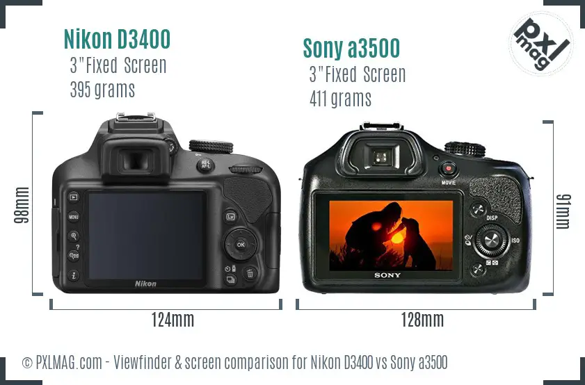Nikon D3400 vs Sony a3500 Screen and Viewfinder comparison Nikon D3400 vs Sony a3500 Screen and Viewfinder comparison