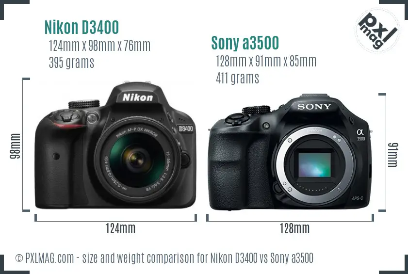Nikon D3400 vs Sony a3500 size comparison Nikon D3400 vs Sony a3500 size comparison