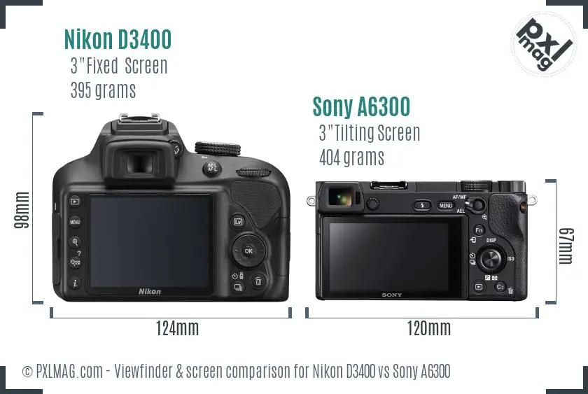 Nikon D3400 vs Sony A6300 Screen and Viewfinder comparison Nikon D3400 vs Sony A6300 Screen and Viewfinder comparison