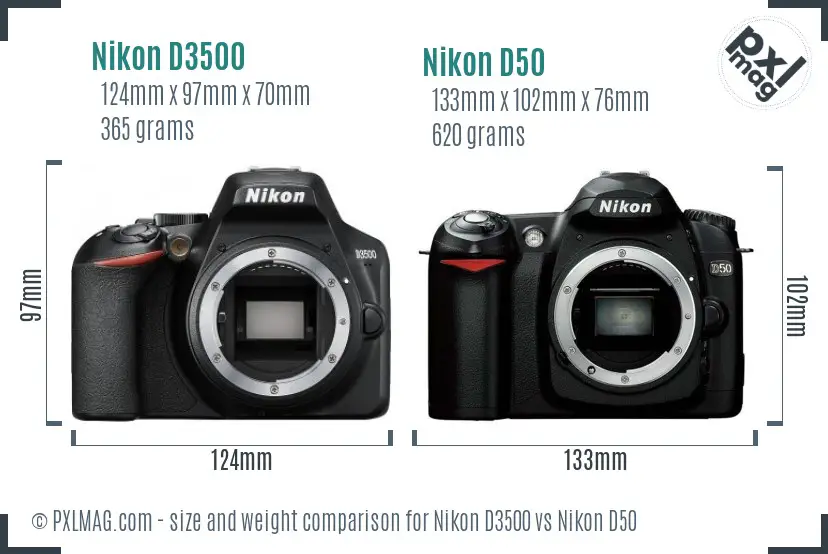 Nikon D3500 vs Nikon D50 size comparison Nikon D3500 vs Nikon D50 size comparison