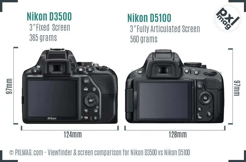 Nikon D3500 vs Nikon D5100 Screen and Viewfinder comparison