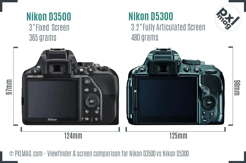 Nikon D3500 vs Nikon D5300 Screen and Viewfinder comparison