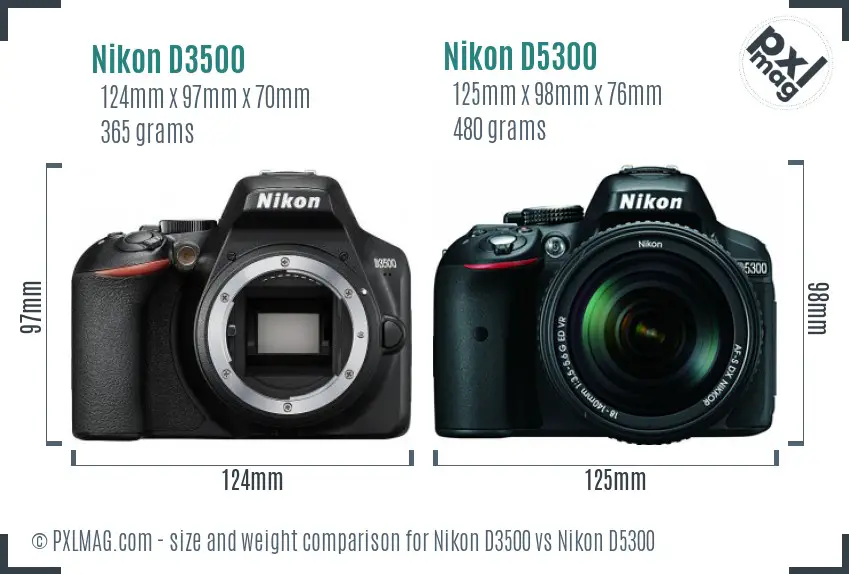 Nikon D3500 vs Nikon D5300 size comparison