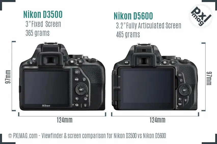 Nikon D3500 vs Nikon D5600 Screen and Viewfinder comparison