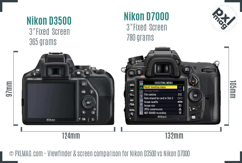 Nikon D3500 vs Nikon D7000 Screen and Viewfinder comparison