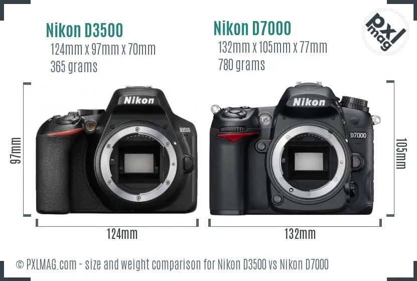 Nikon D3500 vs Nikon D7000 size comparison