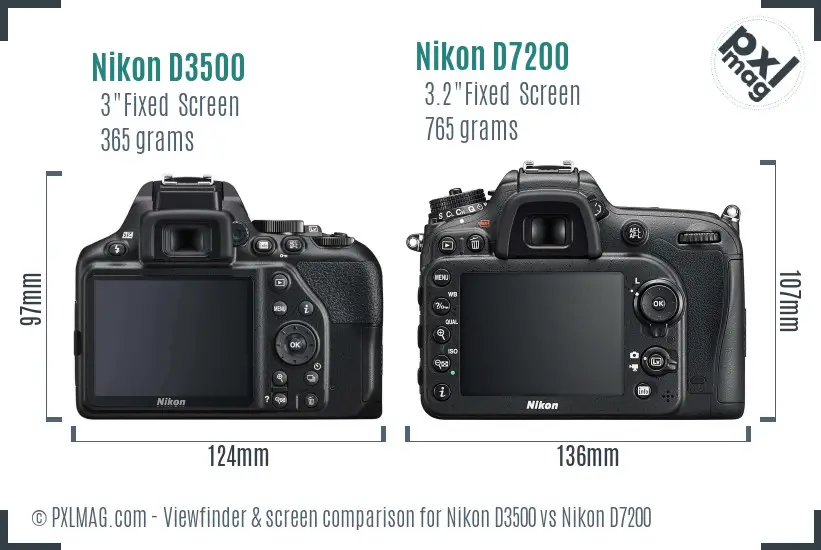 Nikon D3500 vs Nikon D7200 Screen and Viewfinder comparison Nikon D3500 vs Nikon D7200 Screen and Viewfinder comparison