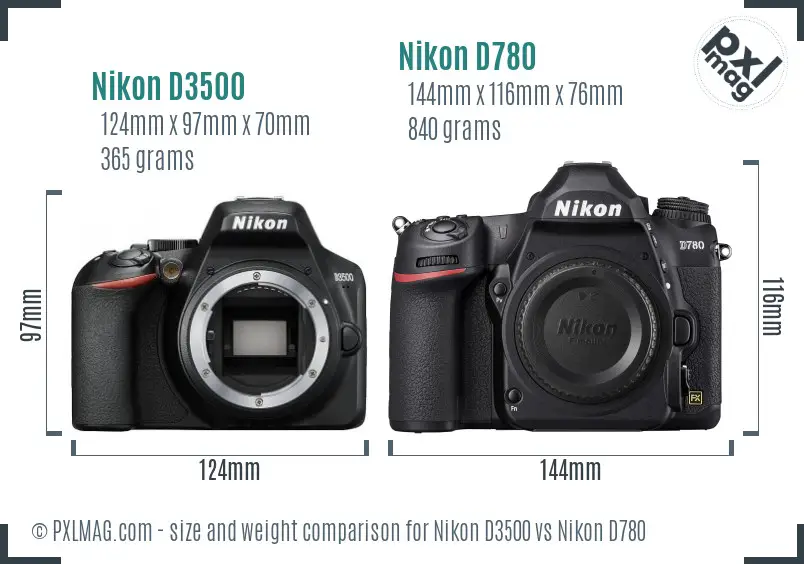Nikon D3500 vs Nikon D780 size comparison Nikon D3500 vs Nikon D780 size comparison