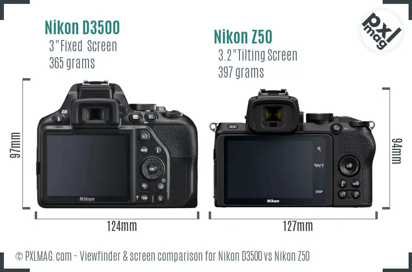 Nikon D3500 vs Nikon Z50 Screen and Viewfinder comparison Nikon D3500 vs Nikon Z50 Screen and Viewfinder comparison