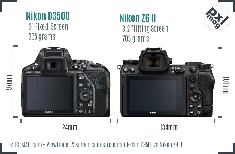 Nikon D3500 vs Nikon Z6 II Screen and Viewfinder comparison