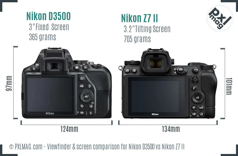 Nikon D3500 vs Nikon Z7 II Screen and Viewfinder comparison
