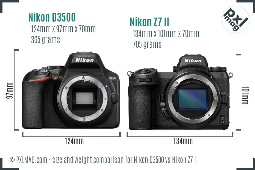 Nikon D3500 vs Nikon Z7 II size comparison
