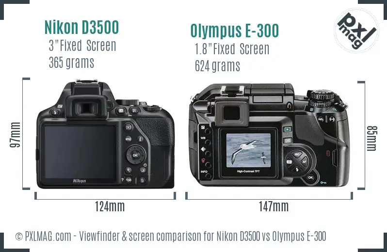Nikon D3500 vs Olympus E-300 Screen and Viewfinder comparison Nikon D3500 vs Olympus E-300 Screen and Viewfinder comparison