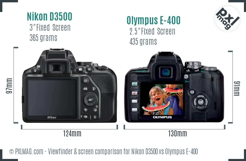 Nikon D3500 vs Olympus E-400 Screen and Viewfinder comparison