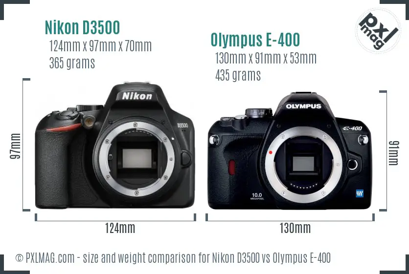 Nikon D3500 vs Olympus E-400 size comparison