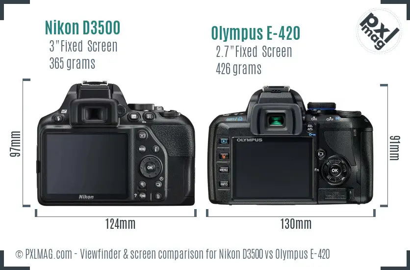 Nikon D3500 vs Olympus E-420 Screen and Viewfinder comparison