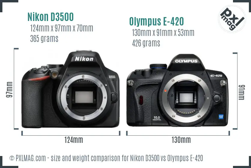Nikon D3500 vs Olympus E-420 size comparison