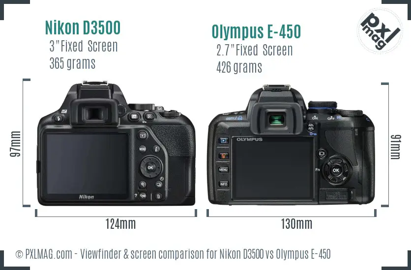 Nikon D3500 vs Olympus E-450 Screen and Viewfinder comparison