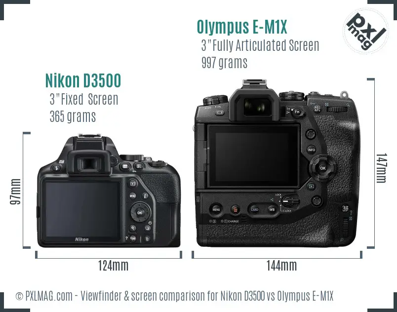 Nikon D3500 vs Olympus E-M1X Screen and Viewfinder comparison Nikon D3500 vs Olympus E-M1X Screen and Viewfinder comparison