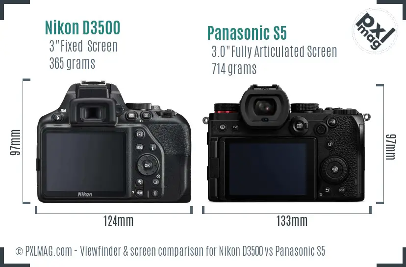 Nikon D3500 vs Panasonic S5 Screen and Viewfinder comparison