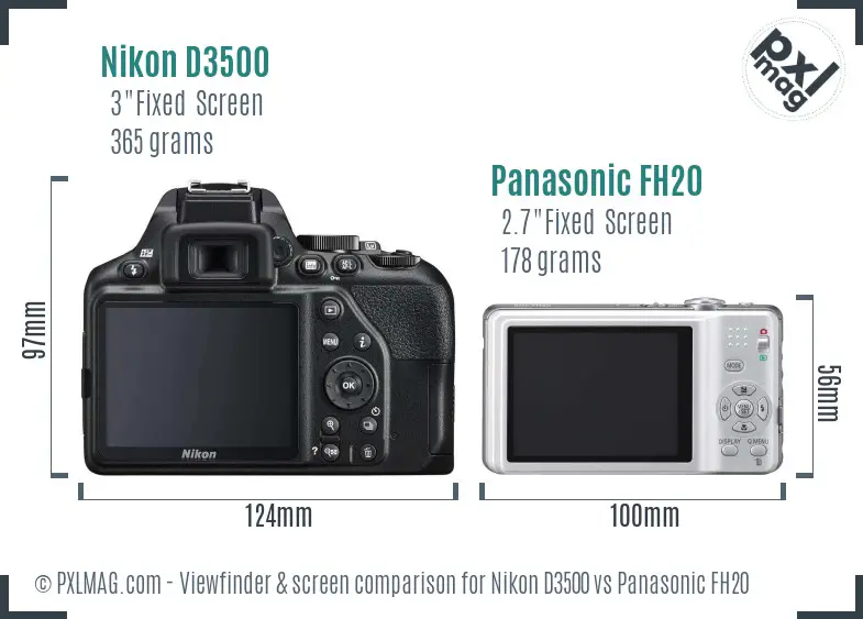 Nikon D3500 vs Panasonic FH20 Screen and Viewfinder comparison