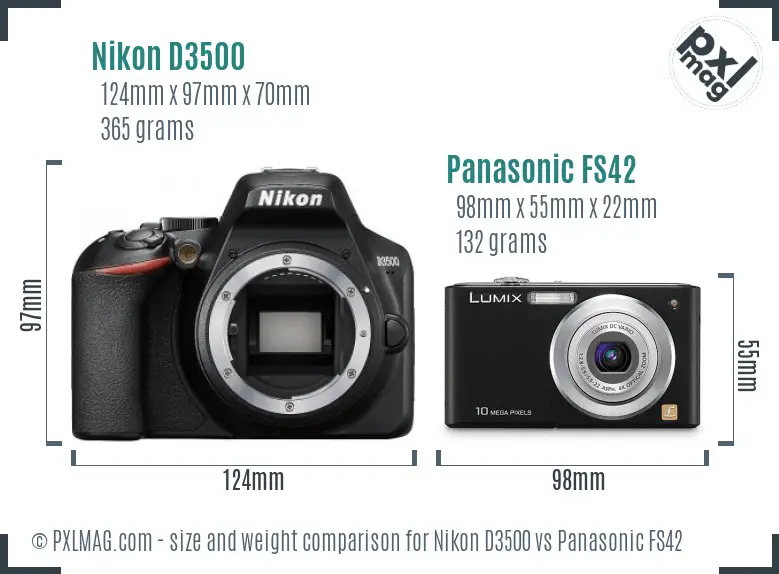 Nikon D3500 vs Panasonic FS42 size comparison