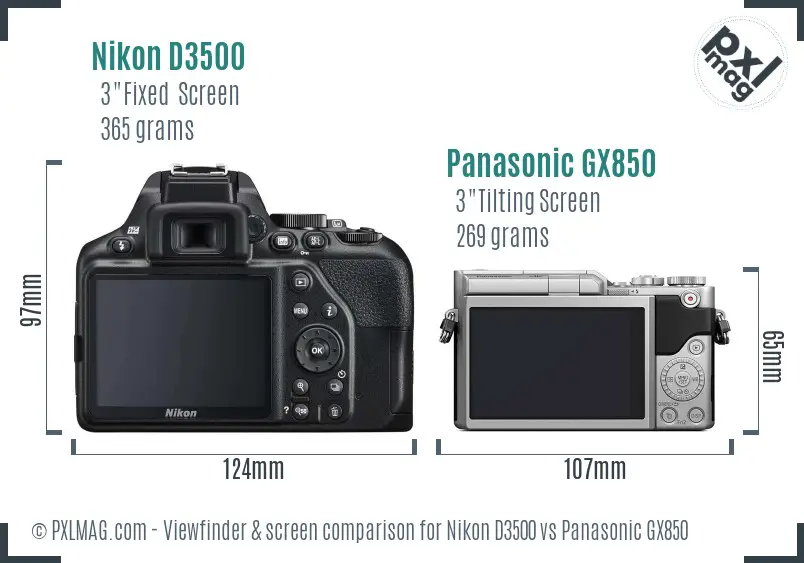 Nikon D3500 vs Panasonic GX850 Screen and Viewfinder comparison