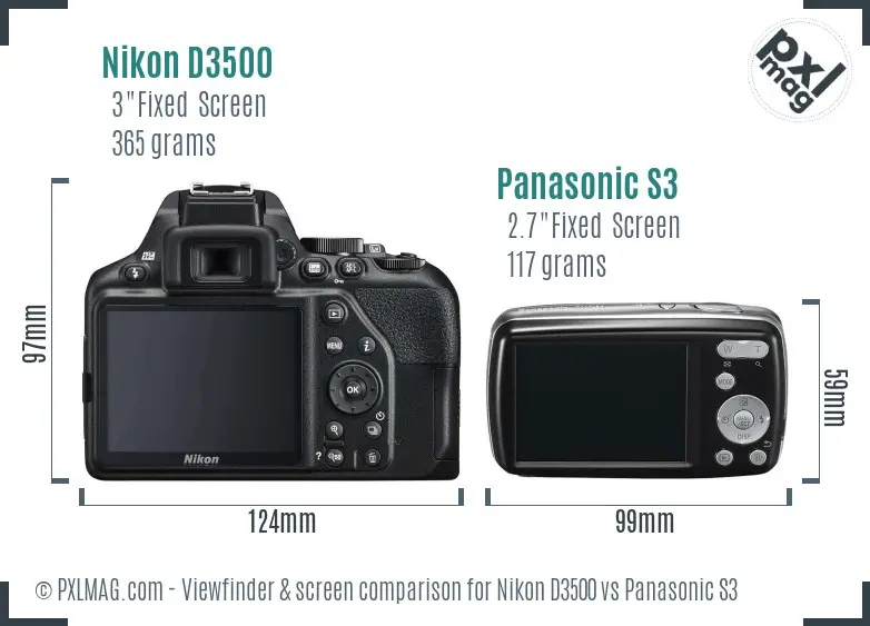 Nikon D3500 vs Panasonic S3 Screen and Viewfinder comparison
